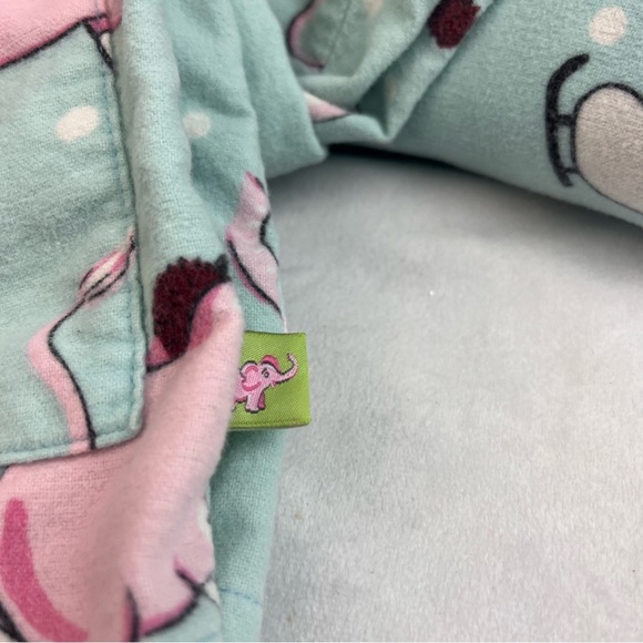 Nick And Nora Flannel Pajama Set Pink Elephant Skates Top And Bottom Womens Sz S - Picture 6 of 16